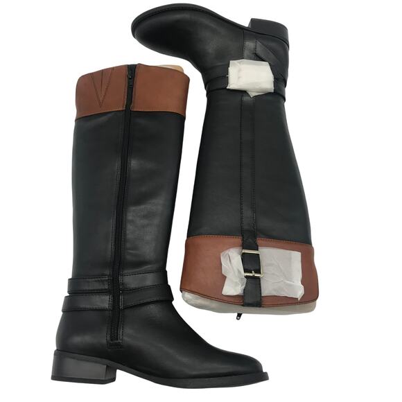 INC International Concepts Womens FrankII Riding Boots Black Leather Zip 6 M - Picture 4 of 8